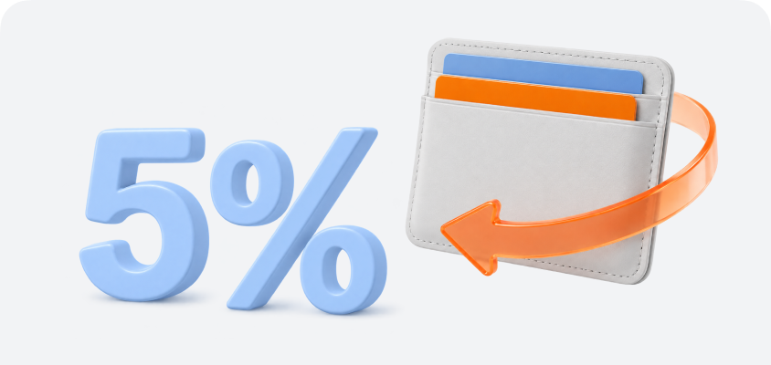 До 5% баллами